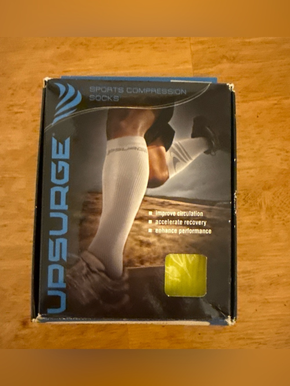 UPSURGE Sport Compression Knee High Socks Stocking Bolt Yellow  15-20 mmHg M